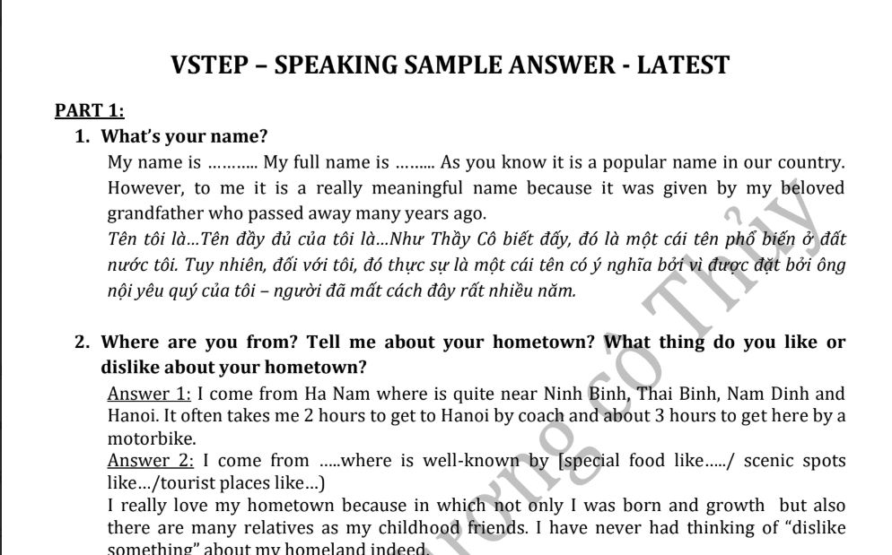 Cấu trúc đề thi Vstep Speaking