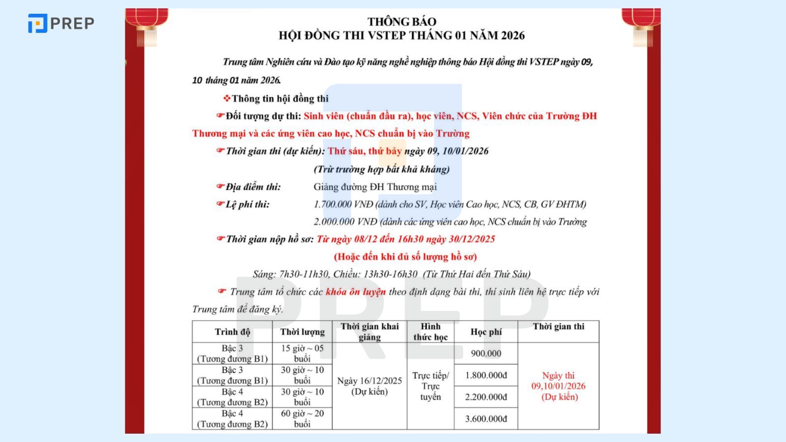 Lệ phí thi VSTEP là bao nhiêu? Cập nhật mới nhất năm 2026